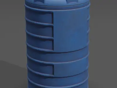  Two barrels and one metal frame for a large barrel Low-poly 3D model