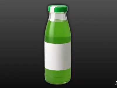 Green Juice Bottle Low-poly 3D model