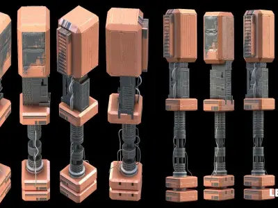 Cyberpunk Futuristic Structures Set 21 Assets  Low-poly 3D model