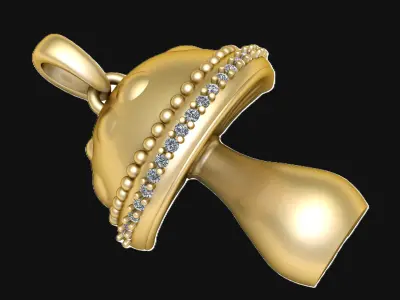 GOLD AND DIAMOND MASHOOM  PENDANT 3D PRINTABLE MODLE  3D print model