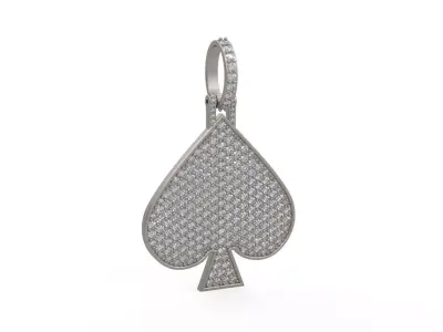 Model 1130 Playing Cards Spades Iced Out Pendant Large 40mm 3D print model