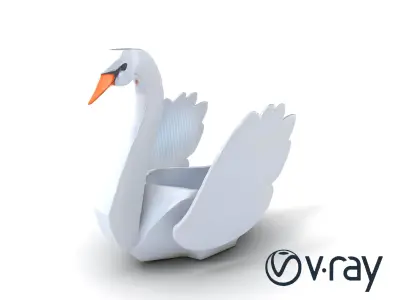 Origami Swan Sculpture model pack Low-poly 3D model