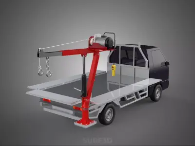 3 WAY WIDE DECK CRANE HOIST REMOTE ELECTRIC WINCH PICKUP TRUCK 3D model