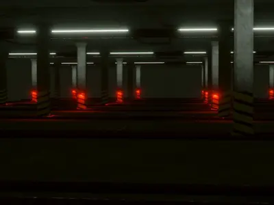 Simple Parking Lot - Low Poly - Game Ready - PBR Low-poly 3D model