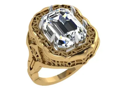 Emerald Engraving Ring 4324 3D print model