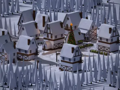 Christmas Town Low-poly 3D model