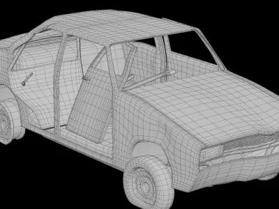 Violently-rusted Abandoned Car 3D model