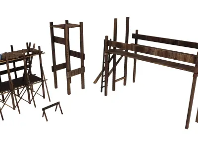 Medieval Construction Site - Low Poly 3D Model Low-poly 3D model