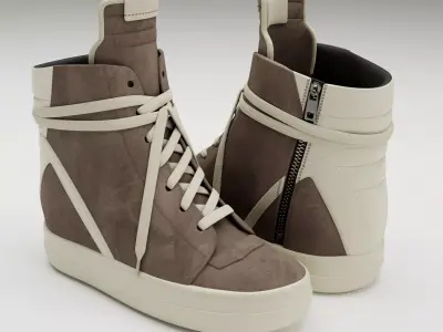 Sneakers Rick Owens Geobasket Converse Gray Low-poly 3D model