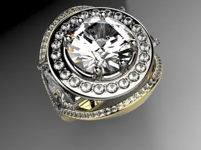 Classic Big Stone Ring 3D print model