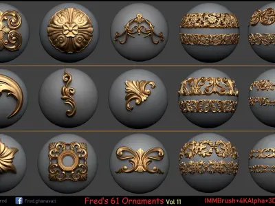 Freds ORNAMENT BRUSH - IMM-3DModels-4kAlpha Low-poly 3D model