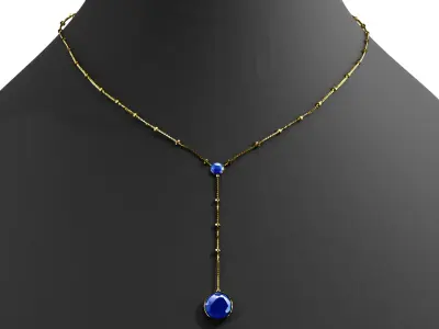 General Sapphire Gem Necklace 3D model