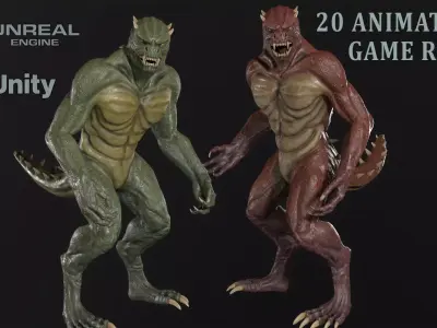 Lizard monster Low-poly 3D model