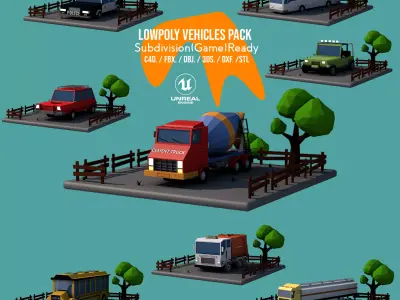 Lowpoly Vehicles Pack - Subdivision-Game-Ready Low-poly 3D model