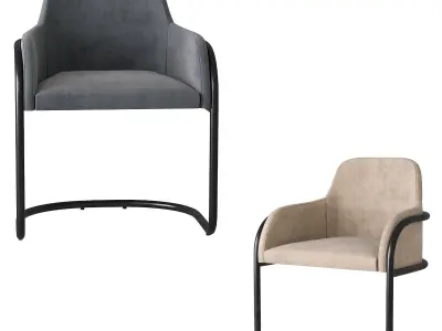 Armchair Morgan Steel Low-poly 3D model
