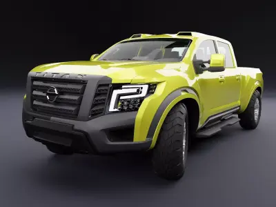 Nissan 4x4 Car Metallic Yellow Low-poly 3D model