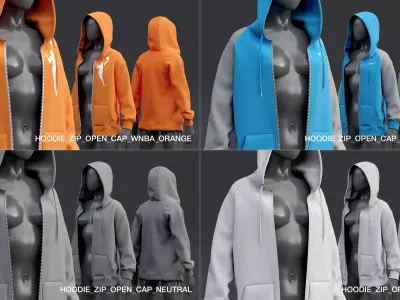 Nike Zip-up Hoodie unzipped 3D model