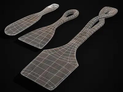 Old Carved Spatulas Low-poly 3D model