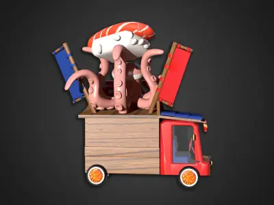 Asset - Cartoons - Food Sushi Car 3D model