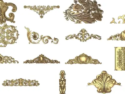 100 decorative pattern set ready for 3D printing 3D Model Pack