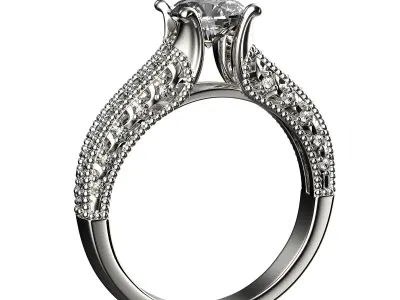 Engagement fashion ring with gem 0064 3D print model