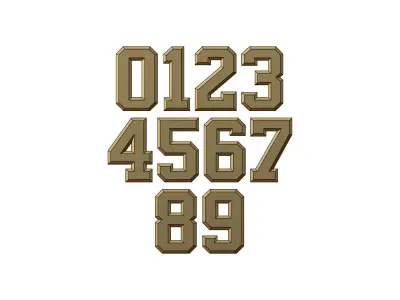 Chamfered NBA font numbers set 3D print model