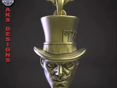 Pendant organic biker jewelry Magician v154 3D print model