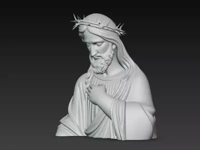 Blessed Christ in Reverence - Crown of Thorns Marble Bust 3D 3D print model