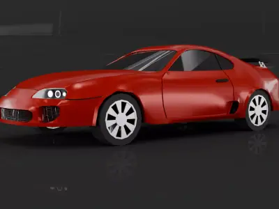 Low Poly Red Sports Car  Game Ready Vehicle Model Low-poly 3D model