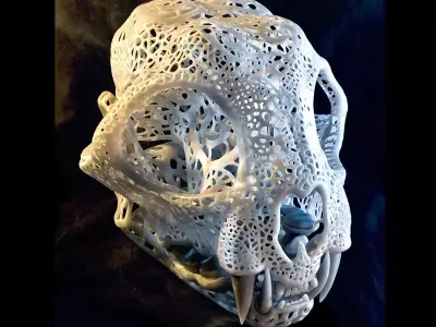 Filigree Anatomical Bobcat Skull - Pre-supported STL 3D print model