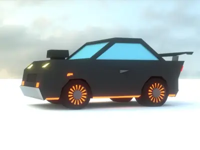 Low Poly Street Car Rig Low-poly 3D model