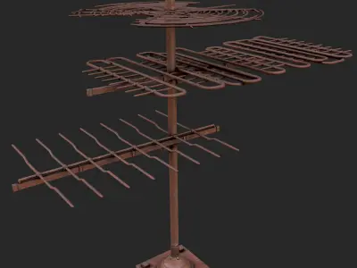 Old rusted tv antenna 2 Low-poly 3D model
