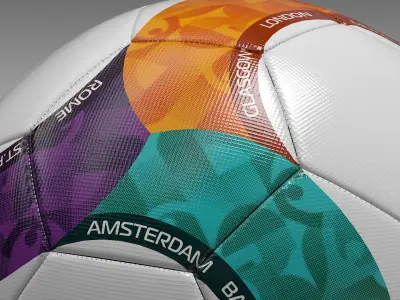 Ball Euro 2020 PBR Low-poly 3D model
