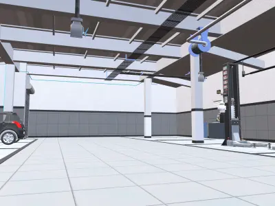 Car Service Garage Low-poly 3D model