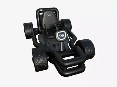 Cartoon Kart H09 Black - Vehicle Racing Design Low-poly 3D model