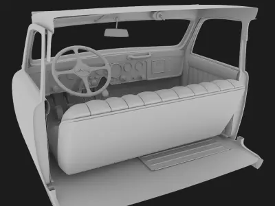 interior of the antique car 3D model
