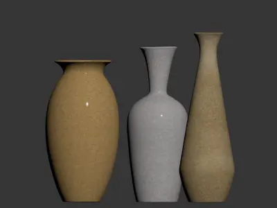 Glazed Ceramic Floor Vases 3D model