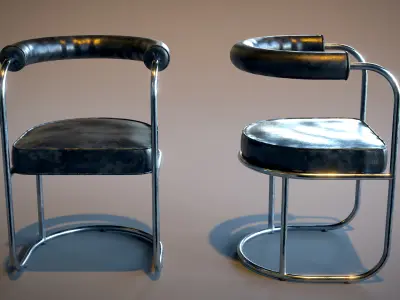 Tubular Chrome Chair Low-poly 3D model