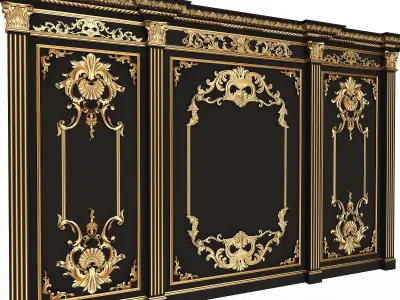 Boiserie Classic Panels and Decorative Crafts Wood 03 Low-poly 3D model