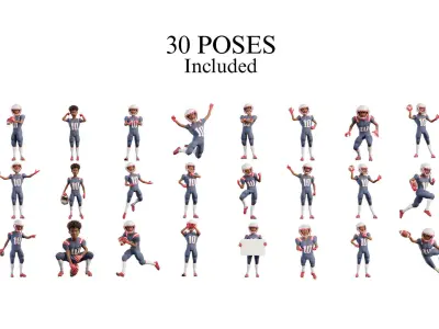 NFL Player Football Sport Cartoon Man 3D model