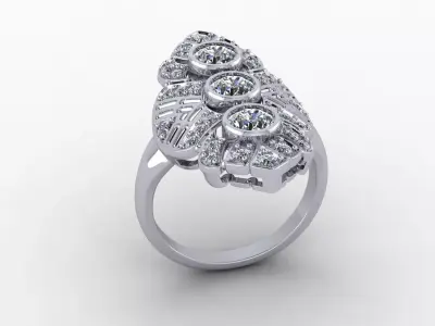 Art deco ring 3D print model 17