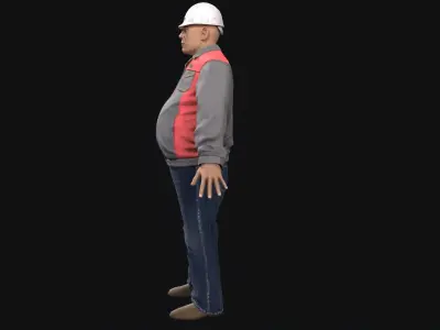 Factory worker low poly Low-poly 3D model