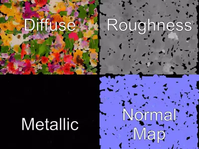 Vibrant Floral Bouquet model pack Low-poly 3D model