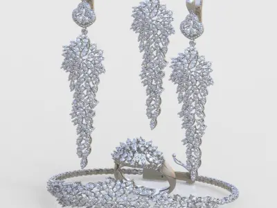 Ring Bracelet Earring and Pendant Set 3D printable model 0031 3D Model Pack