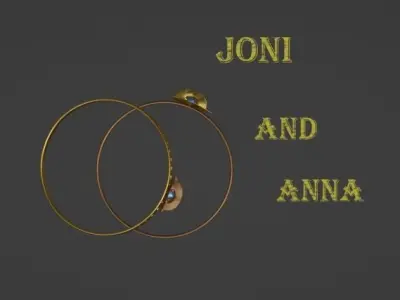 3D Model of Wedding Rings Elegant Gold Bands with a Blue Gem Free 3D model