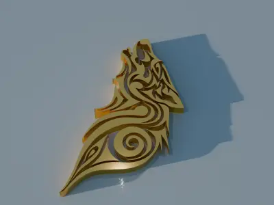 3D Wolf Tribal Tattoo Ornamental CNC Model Low-poly 3D model
