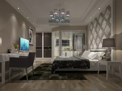 modern bedroom  Low-poly 3D model purchase