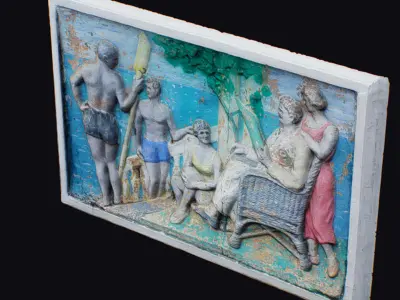 Decor Bas-Relief Georgian Family At Sea Relief Man Woman 3D model