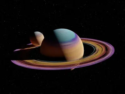 Stylized Planet system 4K Free low-poly 3D model