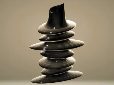 Modern Flat Twisted Pebble Vase 3D print model